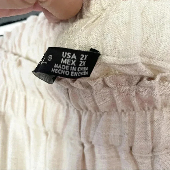 EUC Black Tape_ High Waist Wide Leg Beige Linen Blend Pants Size 2X - Picture 12 of 13